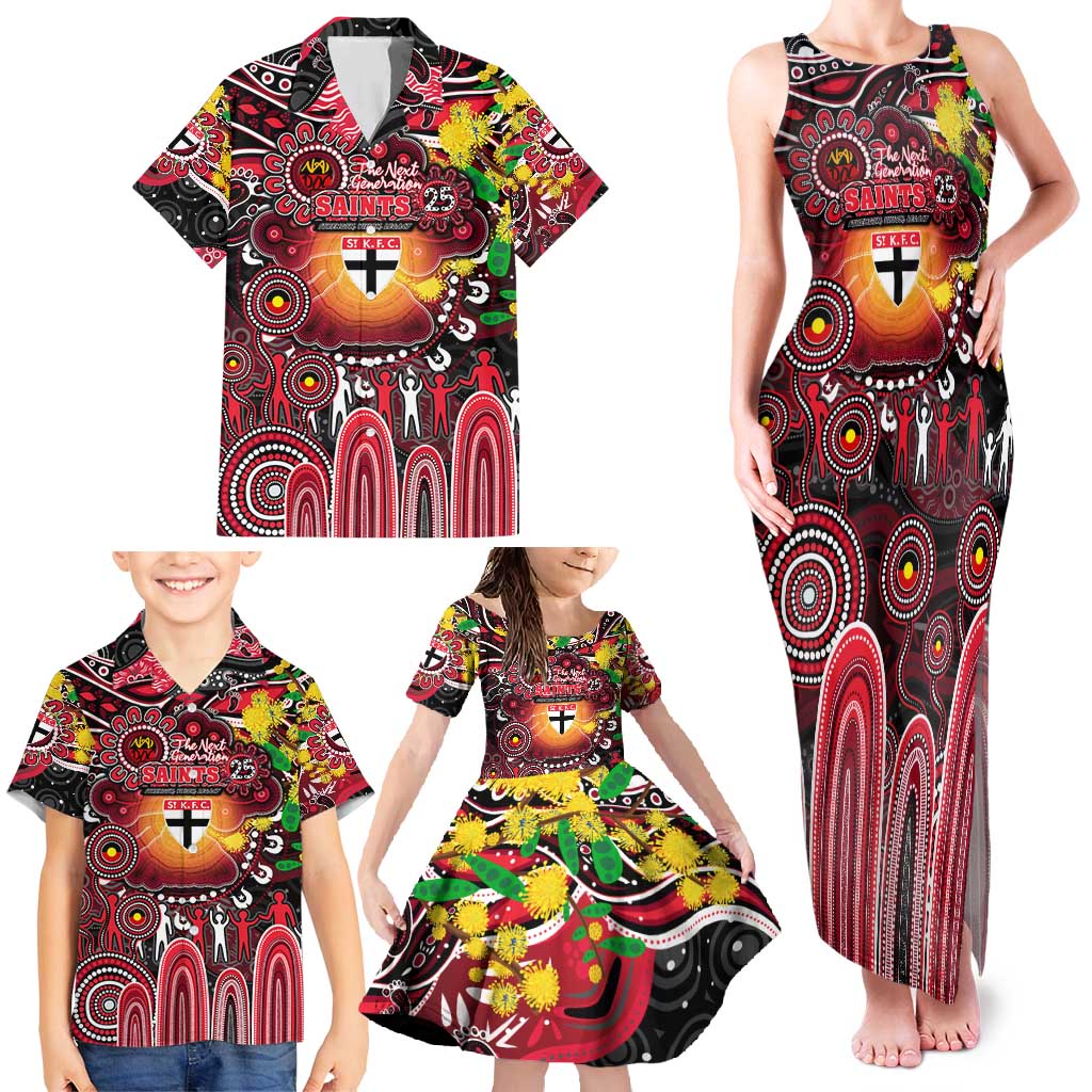 Personalised NAIDOC Week 2025 Saints Football Family Matching Tank Maxi Dress and Hawaiian Shirt Aboriginal Dot Painting