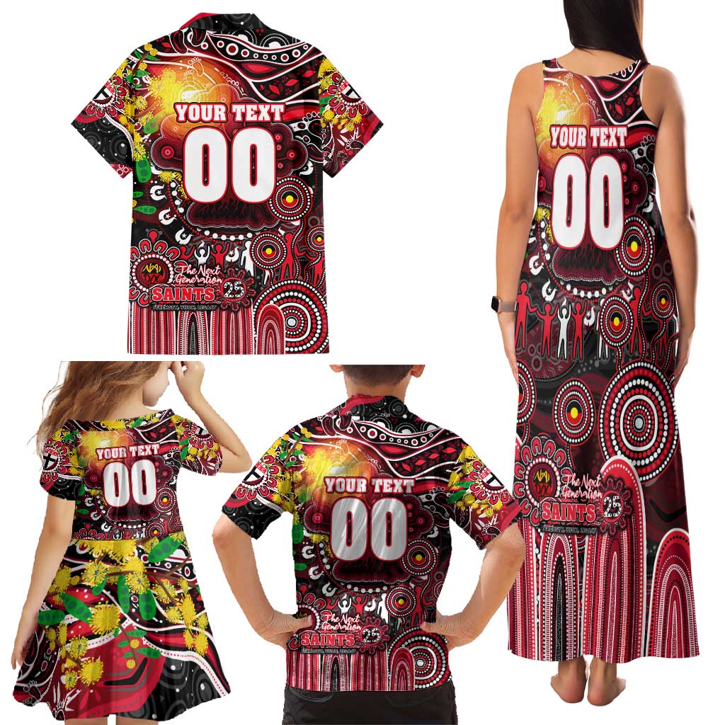 Personalised NAIDOC Week 2025 Saints Football Family Matching Tank Maxi Dress and Hawaiian Shirt Aboriginal Dot Painting