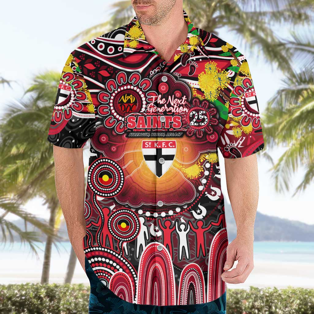 Personalised NAIDOC Week 2025 Saints Football Hawaiian Shirt Aboriginal Dot Painting