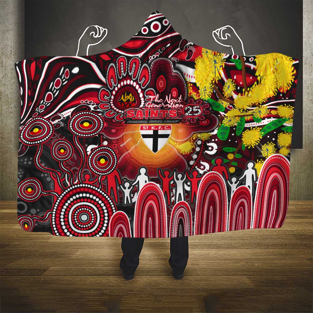 NAIDOC Week 2025 Saints Football Hooded Blanket Aboriginal Dot Painting