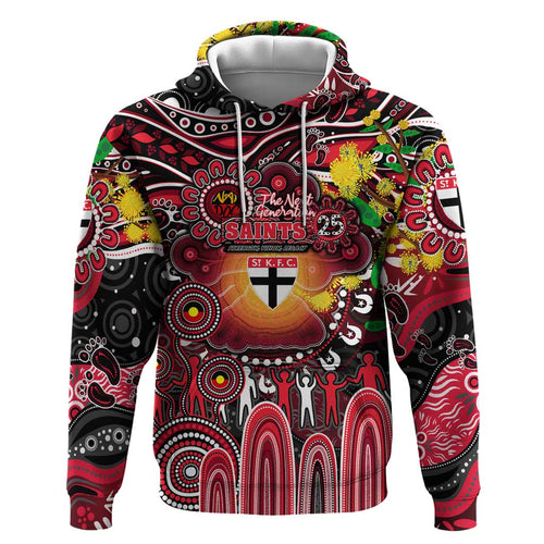 Personalised NAIDOC Week 2025 Saints Football Hoodie Aboriginal Dot Painting