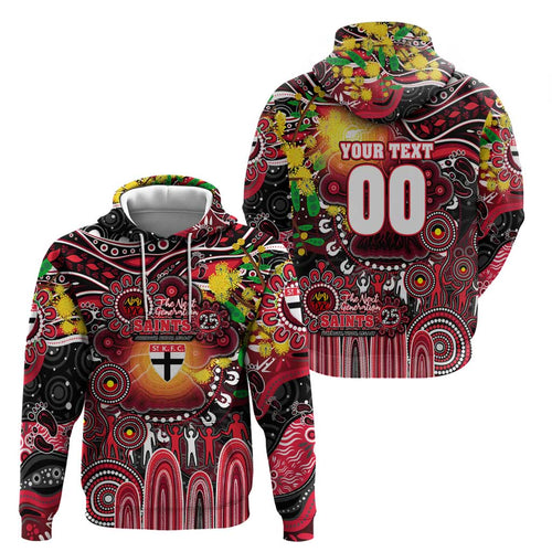 Personalised NAIDOC Week 2025 Saints Football Hoodie Aboriginal Dot Painting