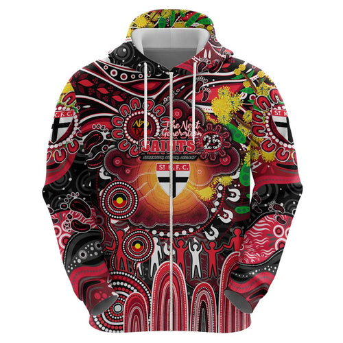 Personalised NAIDOC Week 2025 Saints Football Hoodie Aboriginal Dot Painting