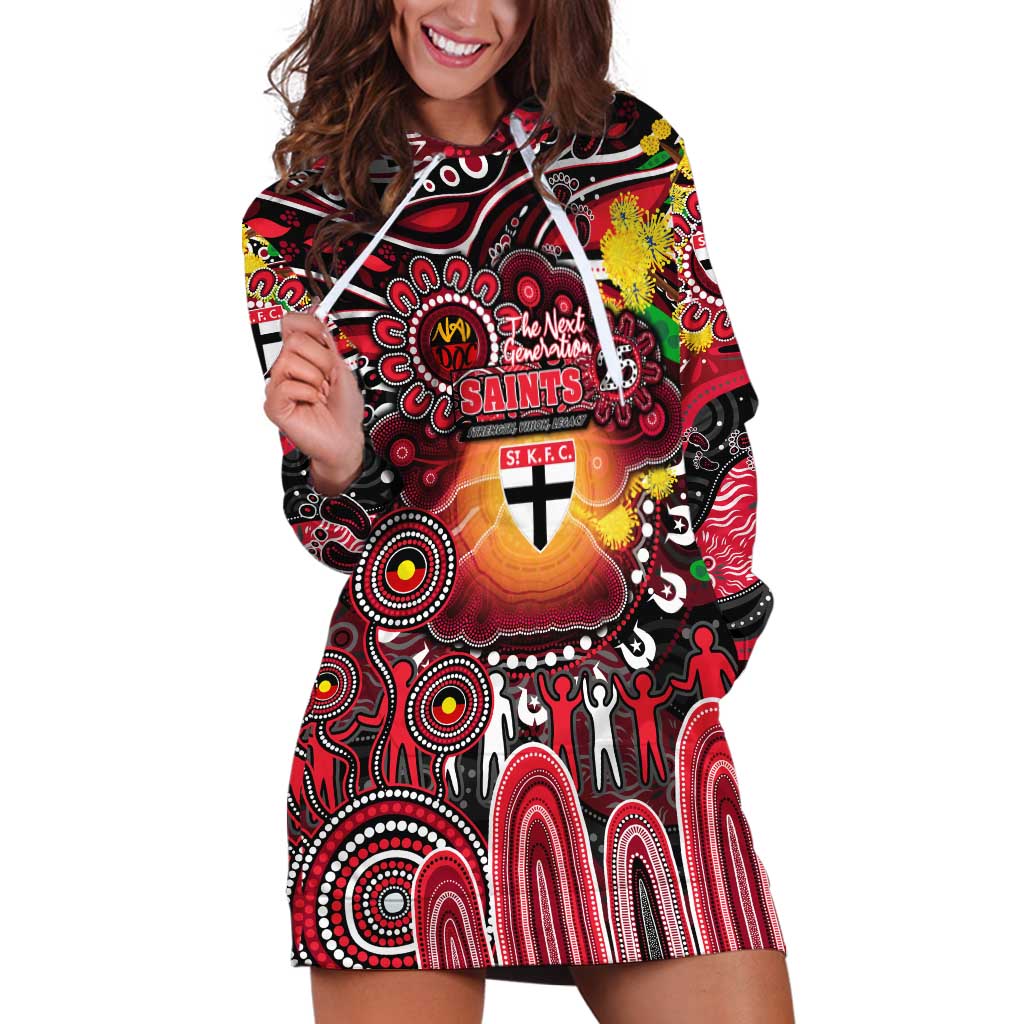Personalised NAIDOC Week 2025 Saints Football Hoodie Dress Aboriginal Dot Painting