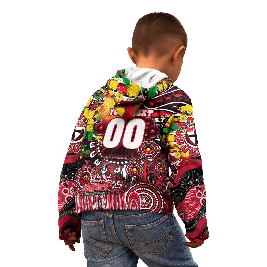 Personalised NAIDOC Week 2025 Saints Football Kid Hoodie Aboriginal Dot Painting