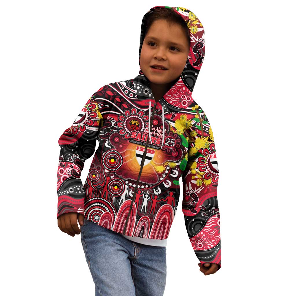 Personalised NAIDOC Week 2025 Saints Football Kid Hoodie Aboriginal Dot Painting