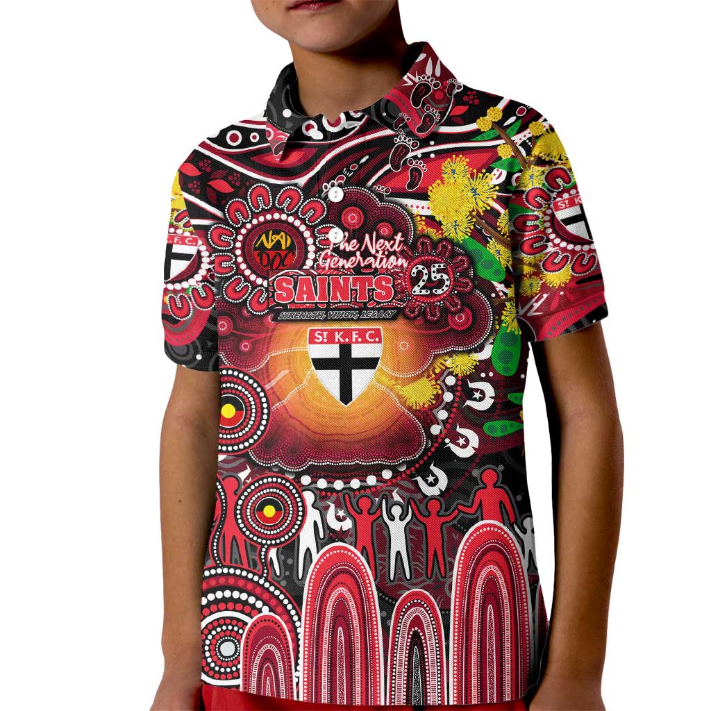 Personalised NAIDOC Week 2025 Saints Football Kid Polo Shirt Aboriginal Dot Painting
