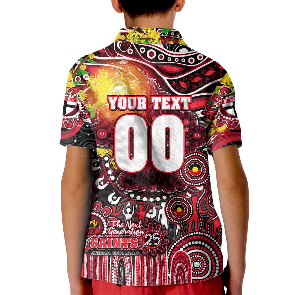 Personalised NAIDOC Week 2025 Saints Football Kid Polo Shirt Aboriginal Dot Painting