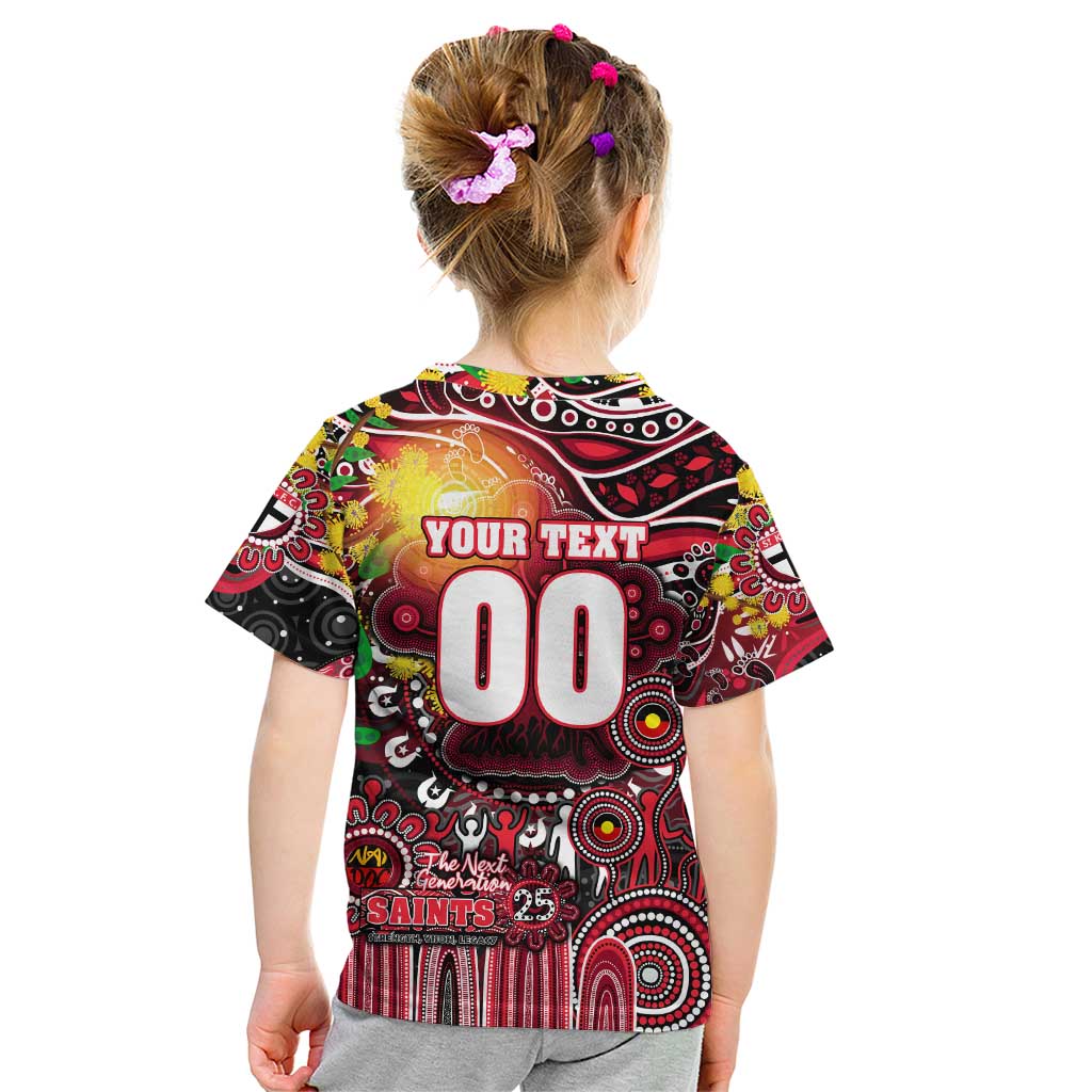 Personalised NAIDOC Week 2025 Saints Football Kid T Shirt Aboriginal Dot Painting