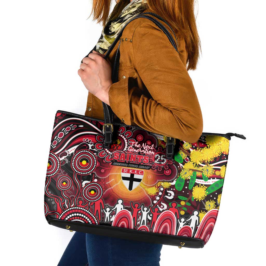 NAIDOC Week 2025 Saints Football Leather Tote Bag Aboriginal Dot Painting