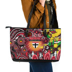 NAIDOC Week 2025 Saints Football Leather Tote Bag Aboriginal Dot Painting