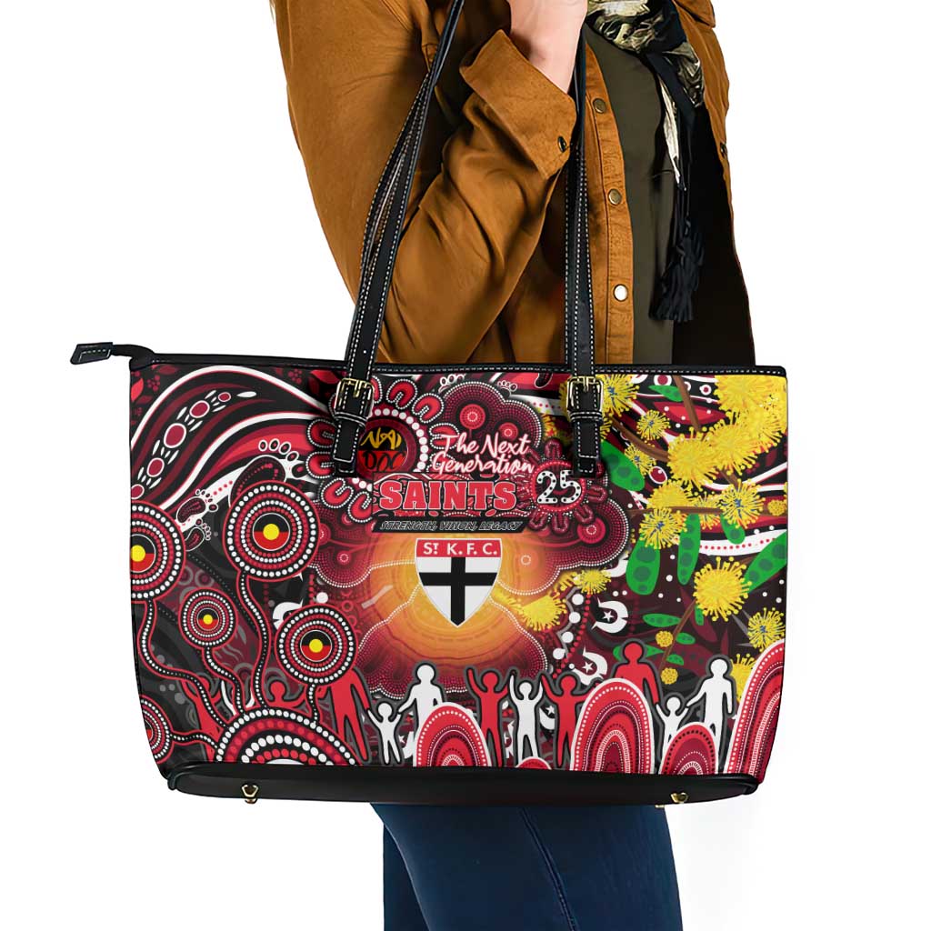 NAIDOC Week 2025 Saints Football Leather Tote Bag Aboriginal Dot Painting