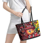 NAIDOC Week 2025 Saints Football Leather Tote Bag Aboriginal Dot Painting