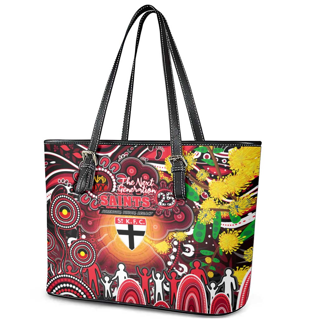 NAIDOC Week 2025 Saints Football Leather Tote Bag Aboriginal Dot Painting