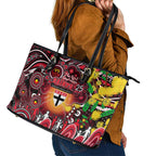NAIDOC Week 2025 Saints Football Leather Tote Bag Aboriginal Dot Painting