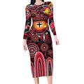 Personalised NAIDOC Week 2025 Saints Football Long Sleeve Bodycon Dress Aboriginal Dot Painting