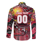 Personalised NAIDOC Week 2025 Saints Football Long Sleeve Button Shirt Aboriginal Dot Painting