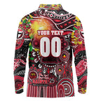Personalised NAIDOC Week 2025 Saints Football Long Sleeve Polo Shirt Aboriginal Dot Painting