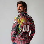 Personalised NAIDOC Week 2025 Saints Football Long Sleeve Polo Shirt Aboriginal Dot Painting