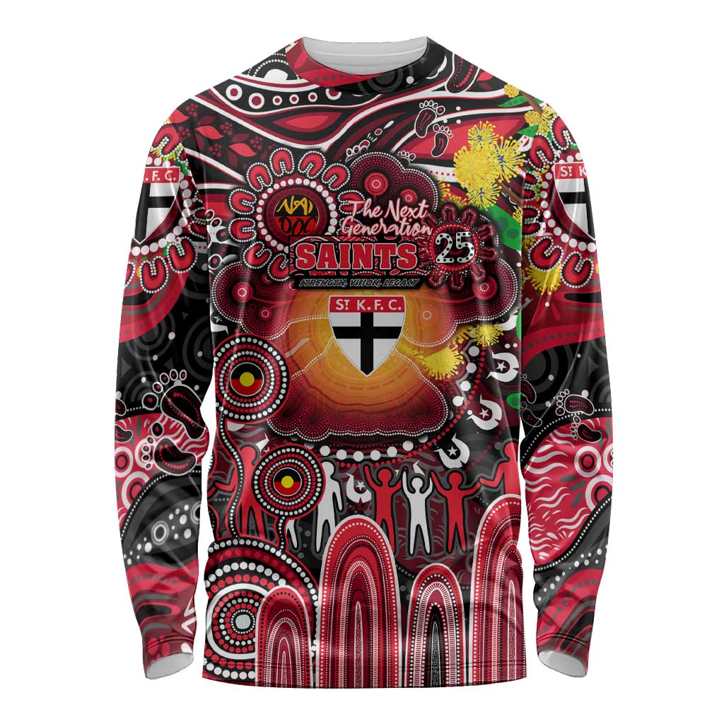 Personalised NAIDOC Week 2025 Saints Football Long Sleeve Shirt Aboriginal Dot Painting