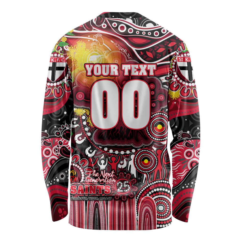 Personalised NAIDOC Week 2025 Saints Football Long Sleeve Shirt Aboriginal Dot Painting