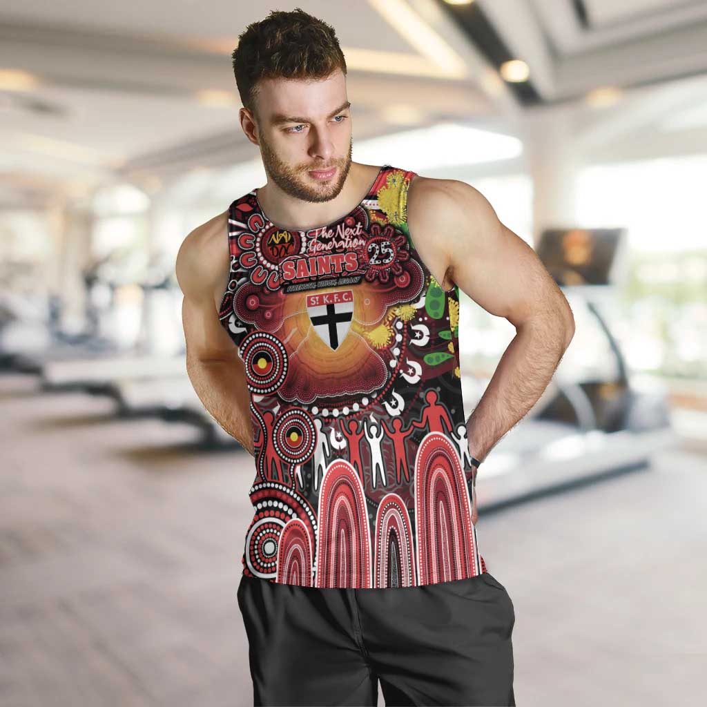 Personalised NAIDOC Week 2025 Saints Football Men Tank Top Aboriginal Dot Painting