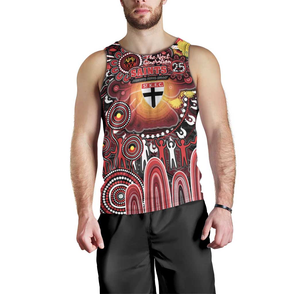 Personalised NAIDOC Week 2025 Saints Football Men Tank Top Aboriginal Dot Painting