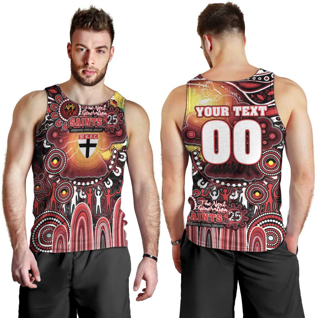 Personalised NAIDOC Week 2025 Saints Football Men Tank Top Aboriginal Dot Painting