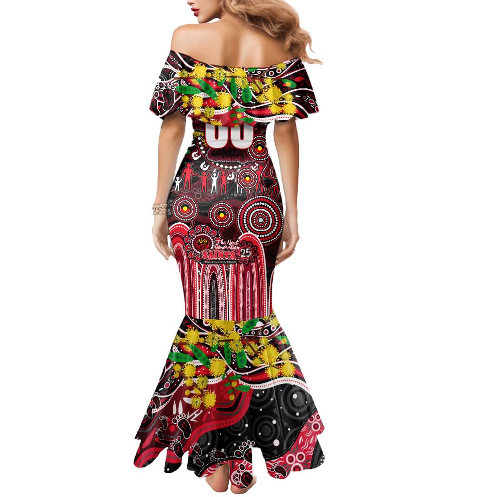 Personalised NAIDOC Week 2025 Saints Football Mermaid Dress Aboriginal Dot Painting