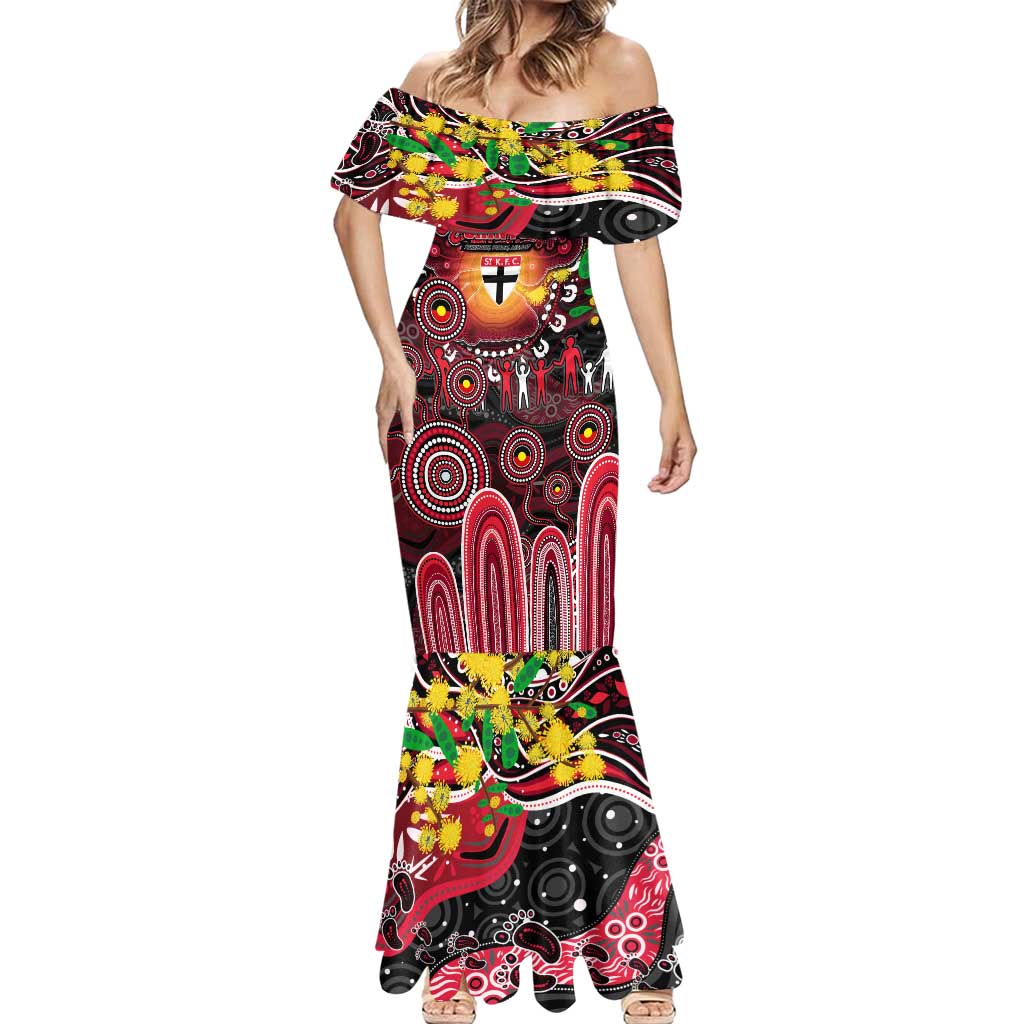 Personalised NAIDOC Week 2025 Saints Football Mermaid Dress Aboriginal Dot Painting