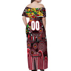 Personalised NAIDOC Week 2025 Saints Football Off Shoulder Maxi Dress Aboriginal Dot Painting