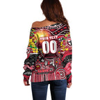 Personalised NAIDOC Week 2025 Saints Football Off Shoulder Sweater Aboriginal Dot Painting