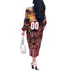 Personalised NAIDOC Week 2025 Saints Football Off The Shoulder Long Sleeve Dress Aboriginal Dot Painting