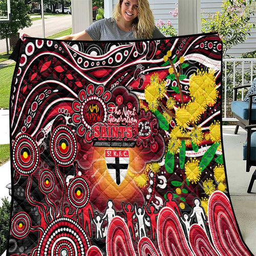 NAIDOC Week 2025 Saints Football Quilt Aboriginal Dot Painting
