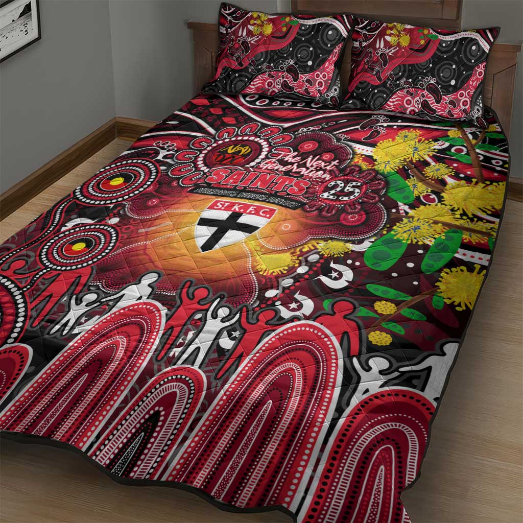 NAIDOC Week 2025 Saints Football Quilt Bed Set Aboriginal Dot Painting