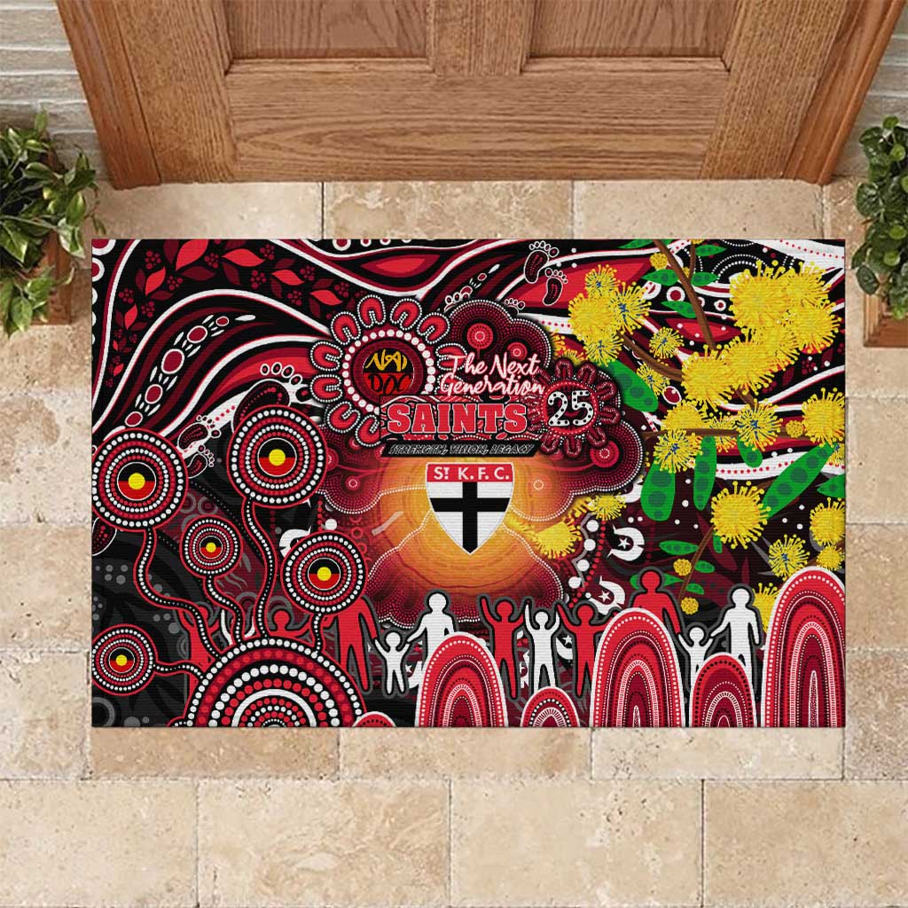 NAIDOC Week 2025 Saints Football Rubber Doormat Aboriginal Dot Painting