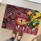 NAIDOC Week 2025 Saints Football Rubber Doormat Aboriginal Dot Painting