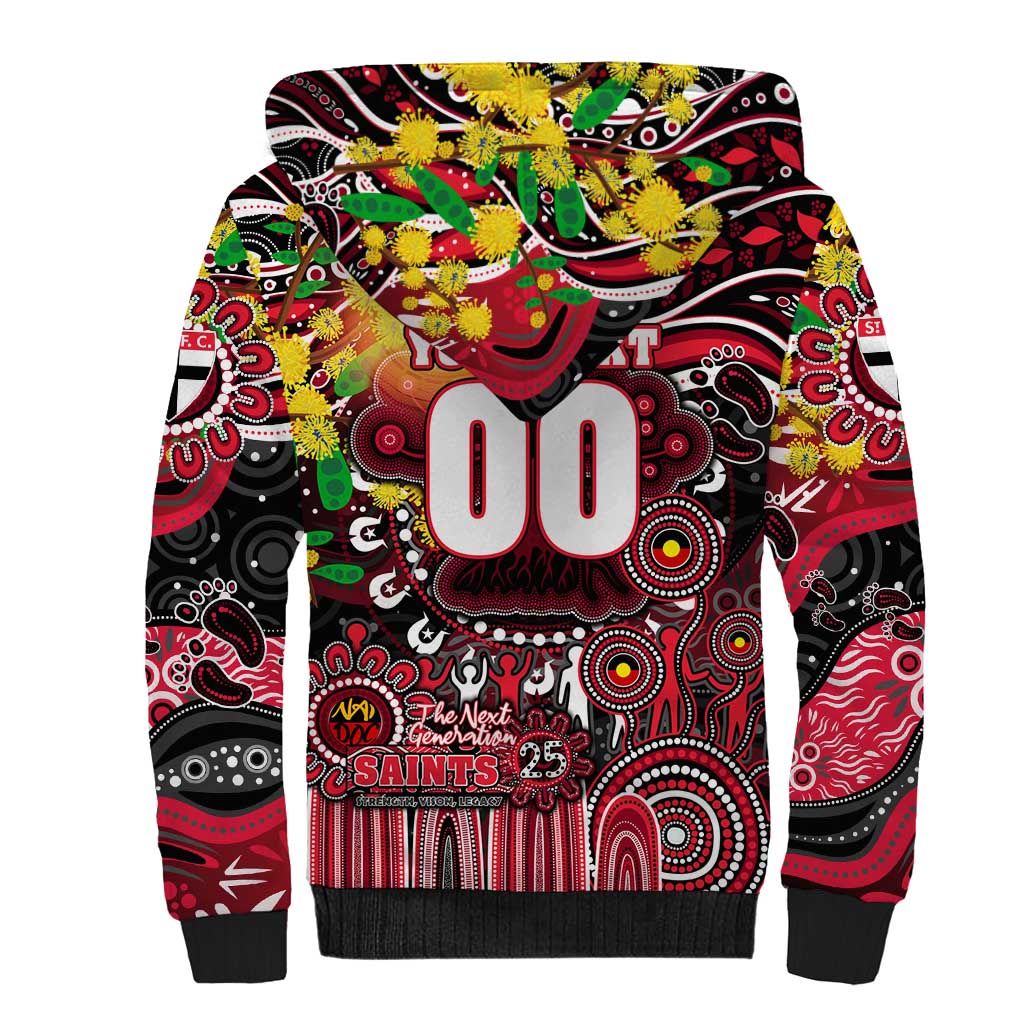 Personalised NAIDOC Week 2025 Saints Football Sherpa Hoodie Aboriginal Dot Painting