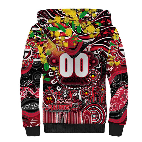 Personalised NAIDOC Week 2025 Saints Football Sherpa Hoodie Aboriginal Dot Painting