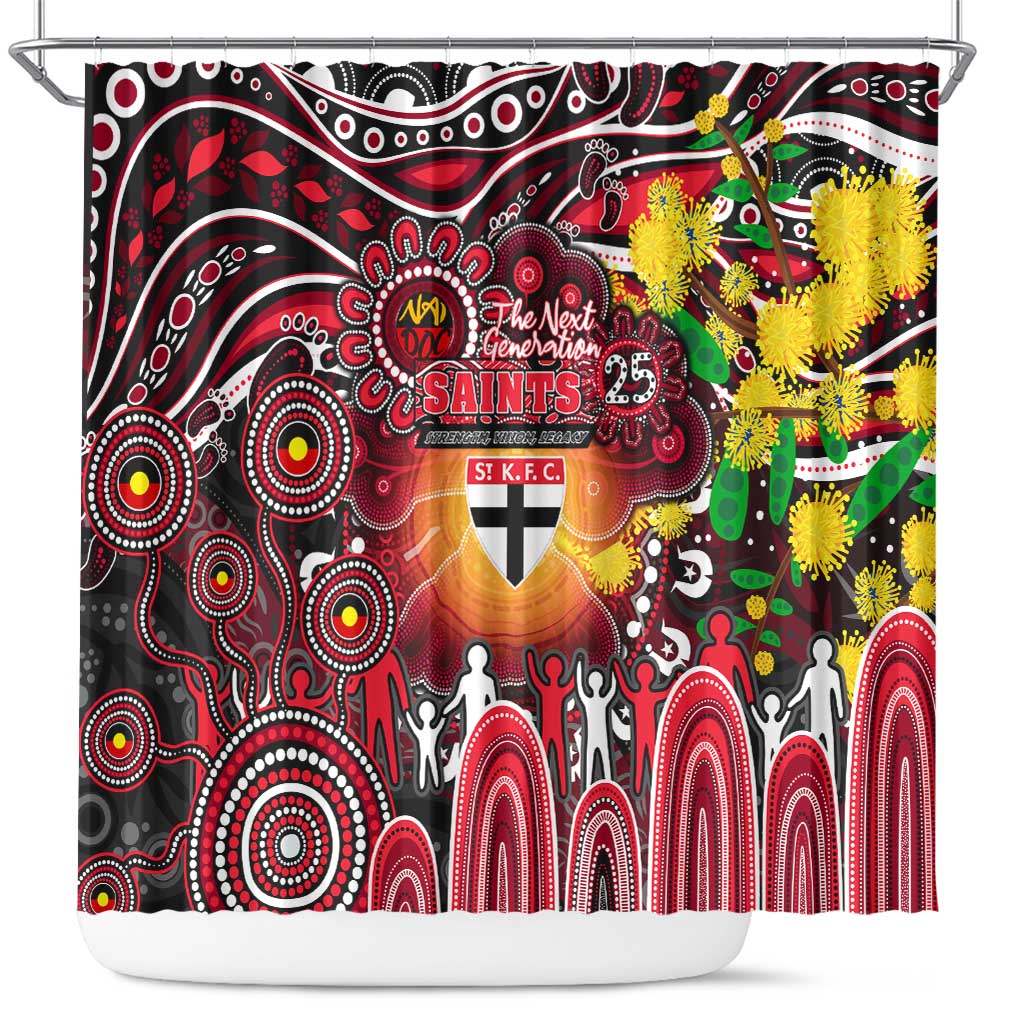 NAIDOC Week 2025 Saints Football Shower Curtain Aboriginal Dot Painting