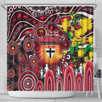 NAIDOC Week 2025 Saints Football Shower Curtain Aboriginal Dot Painting