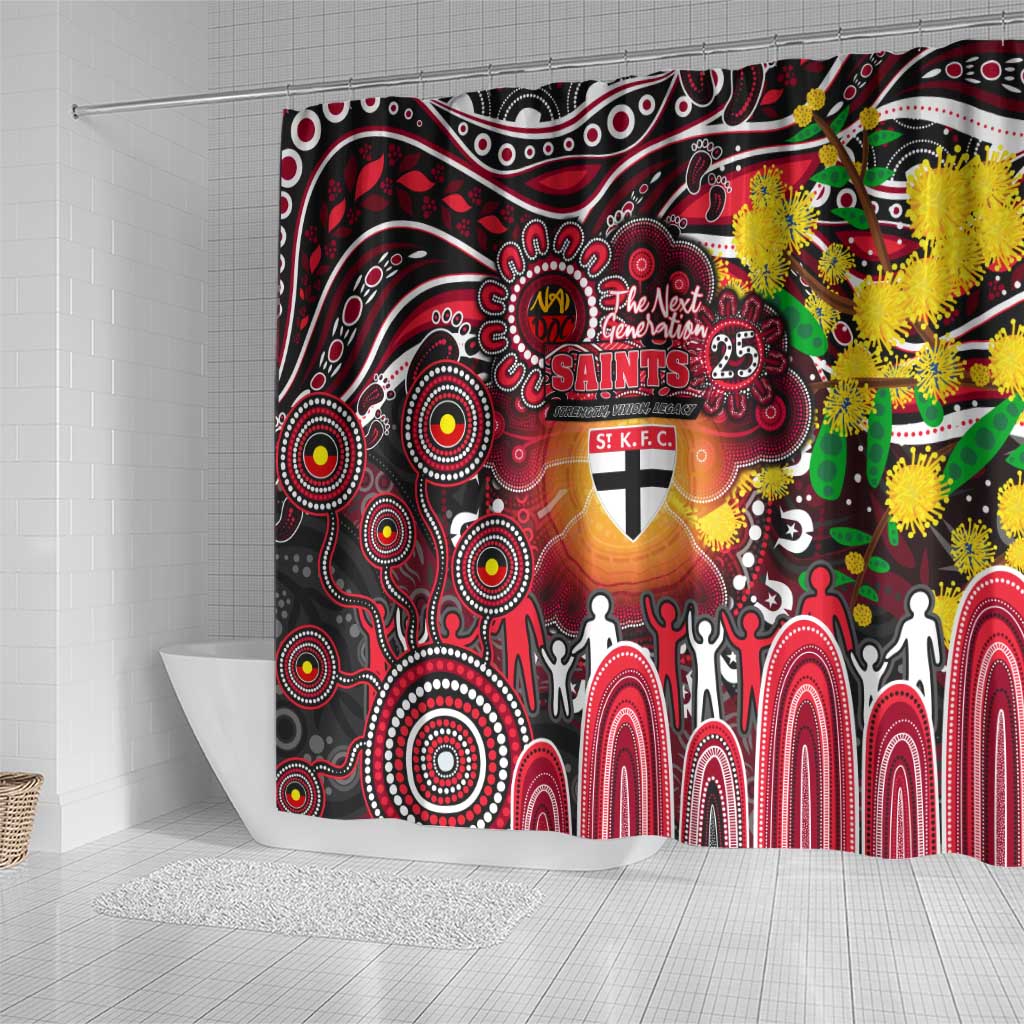 NAIDOC Week 2025 Saints Football Shower Curtain Aboriginal Dot Painting