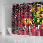 NAIDOC Week 2025 Saints Football Shower Curtain Aboriginal Dot Painting