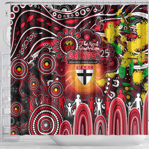 NAIDOC Week 2025 Saints Football Shower Curtain Aboriginal Dot Painting