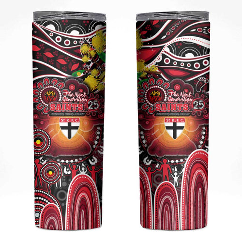 NAIDOC Week 2025 Saints Football Skinny Tumbler Aboriginal Dot Painting