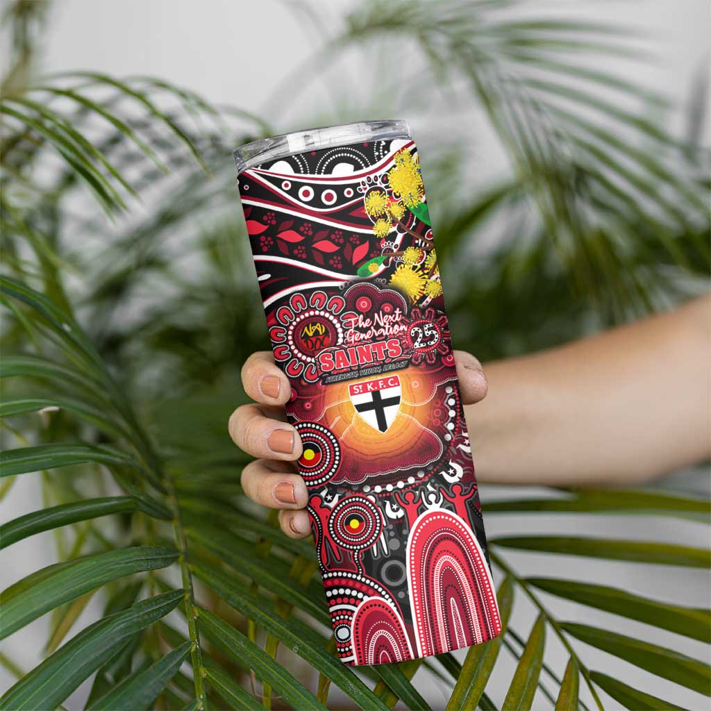 NAIDOC Week 2025 Saints Football Skinny Tumbler Aboriginal Dot Painting