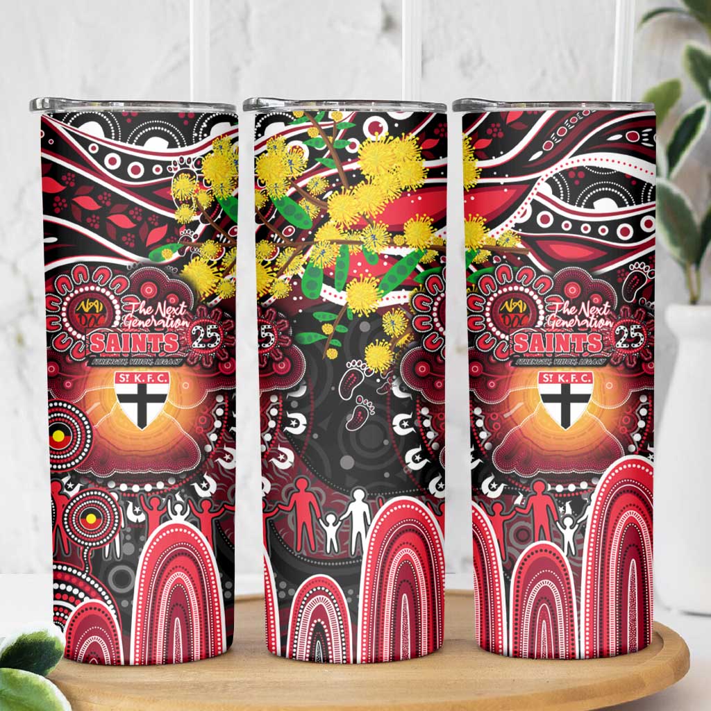 NAIDOC Week 2025 Saints Football Skinny Tumbler Aboriginal Dot Painting