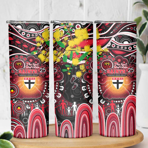 NAIDOC Week 2025 Saints Football Skinny Tumbler Aboriginal Dot Painting