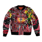 Personalised NAIDOC Week 2025 Saints Football Sleeve Zip Bomber Jacket Aboriginal Dot Painting