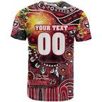 Personalised NAIDOC Week 2025 Saints Football T Shirt Aboriginal Dot Painting